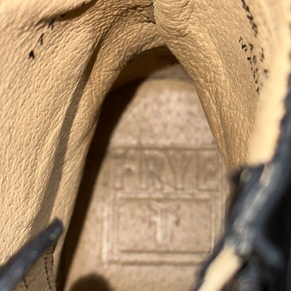 FRYE Tyler Double Zip Leather Combat Moto Laced Ankle Boots Black 6.5 - Picture 12 of 13